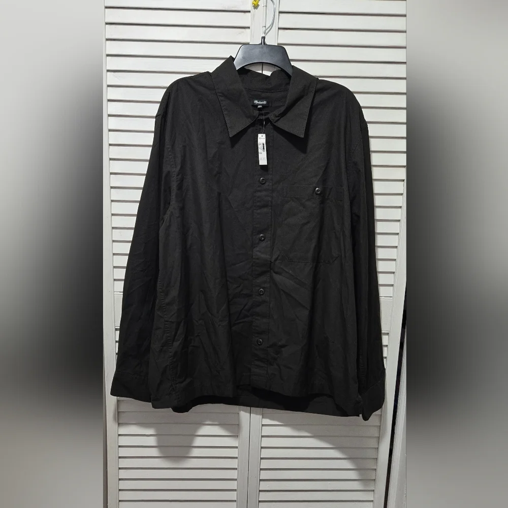 Madewell Mens Cotton Poplin Overshirt Mocha Brown Button Down Shirt XXL
